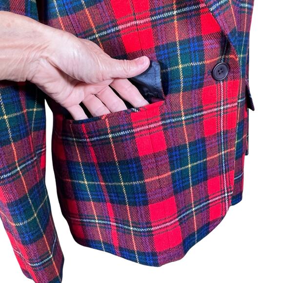 Pendleton Women’s 100% Virgin Wool Red Plaid Blazer Vintage Size 10 EUC - Picture 4 of 12